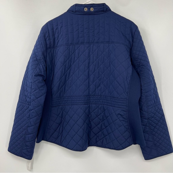 New York & Co Blue Lightweight Quilted Jacket with Gold Accents XL - Picture 2 of 7